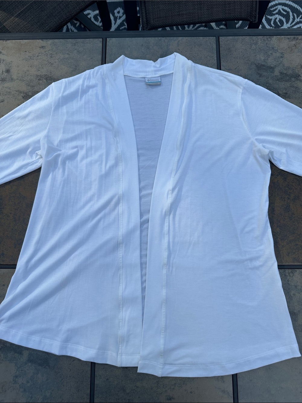 Columbia White Open-Front Lightweight Cardigan